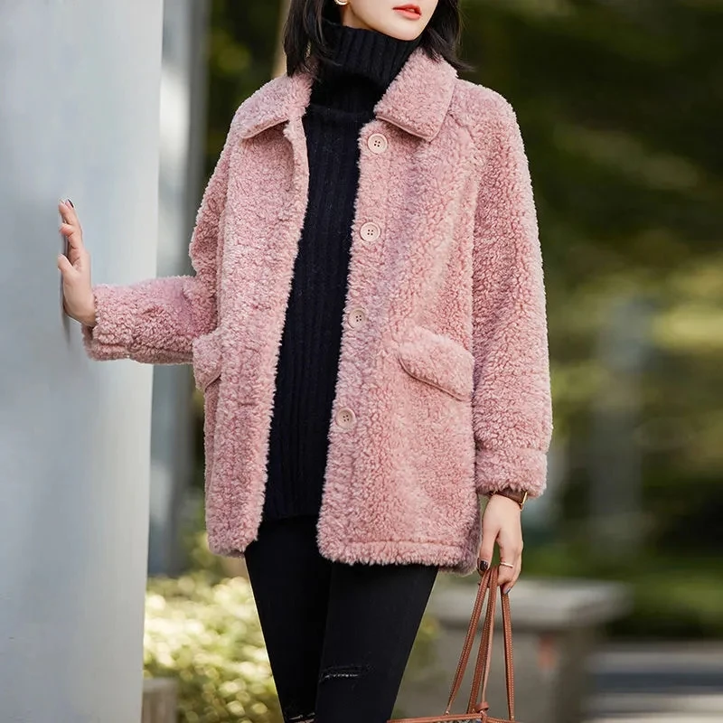 Winter New 2022 Women's Imitate lambswool Jacket Female Coat Mid Long Velvet Thicken High Quality Warm Women Outwear Tops R1467