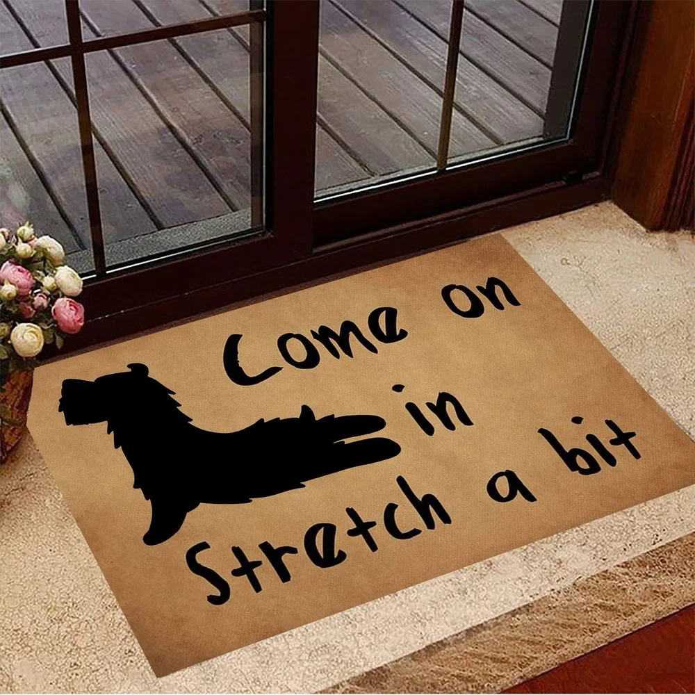 

CLOOCL Schnauzer Come On In Stretch A Bit Yoga Doormat Funny Dog Doormat Gifts For New Dog Owners 3D Print Carpet Mat Home Decor