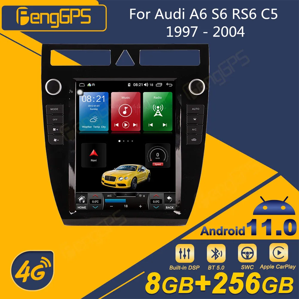 Автомагнитола 2 Din на Android для Audi A6 S6 RS6 C5 1997-2004 радиоприемник в стиле Tesla
