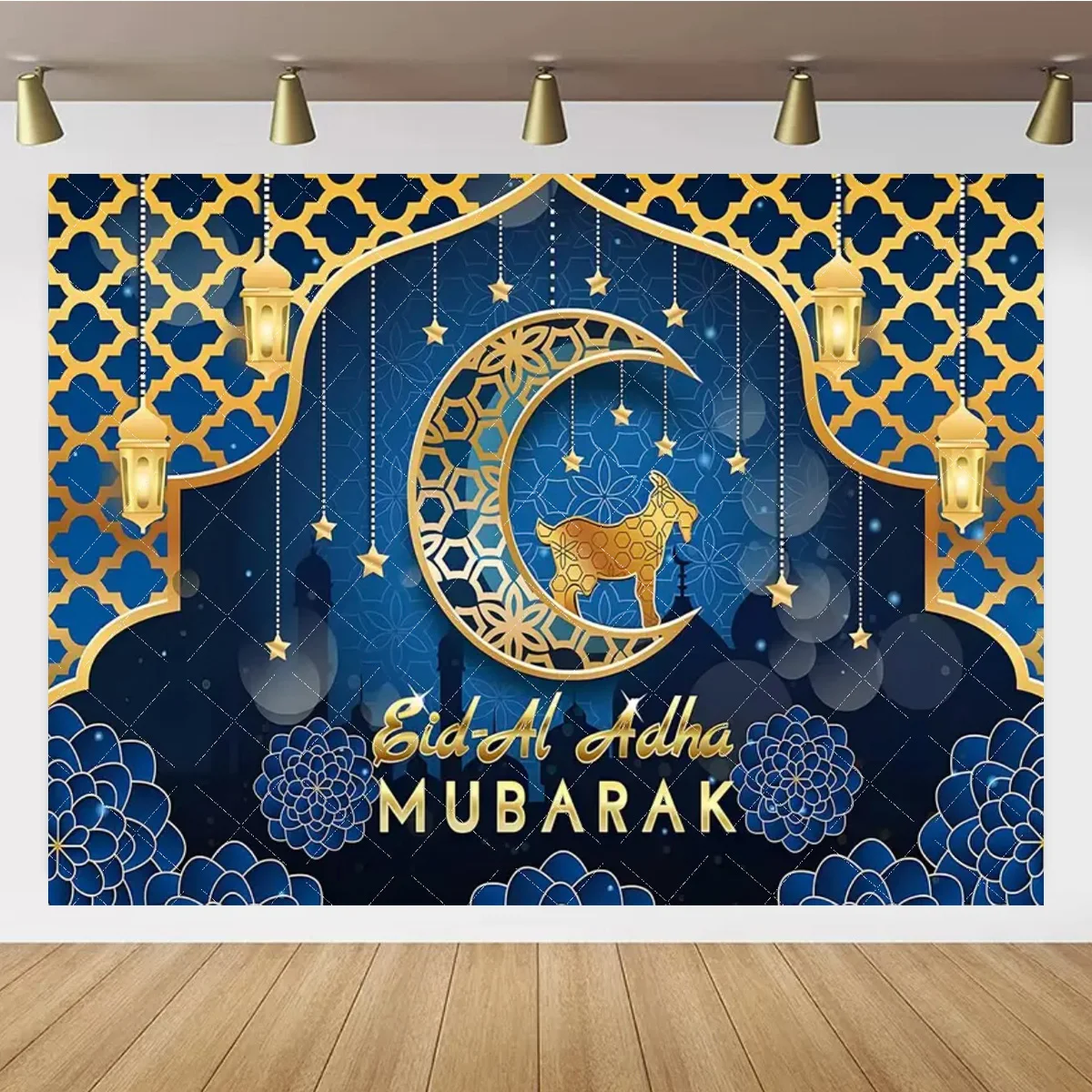 Фото Фон для вечеринки Eid, ткань, украшения для Рамадана Мубарака для дома, исламский мусульманский Рамадан Карим, фон для вечеринки Ид Аль Адха Рамада №2