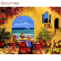 gatyztory painting by numbers kits for adults yellow house landscape oil picture by number handpainted unique gift 40x50 crafts