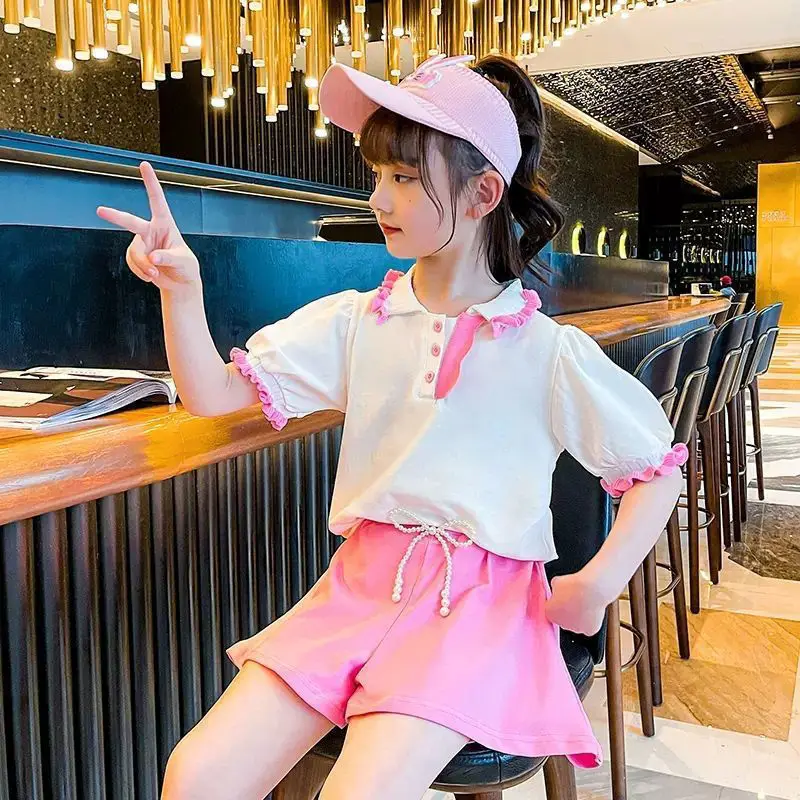 

Kids Clothes Girls Summer Sets Stylish Short Sleeve Top + Shorts 2 Pcs Casual Sports Suit for Girls Children Clothing Outfits