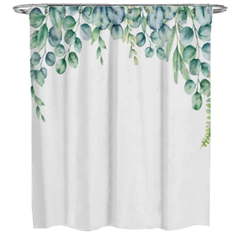 

Green Tropical Shower Curtains Leaves Printed Curtains For Bathroom Natural Plant Polyester Waterproof Bathroom Curtains