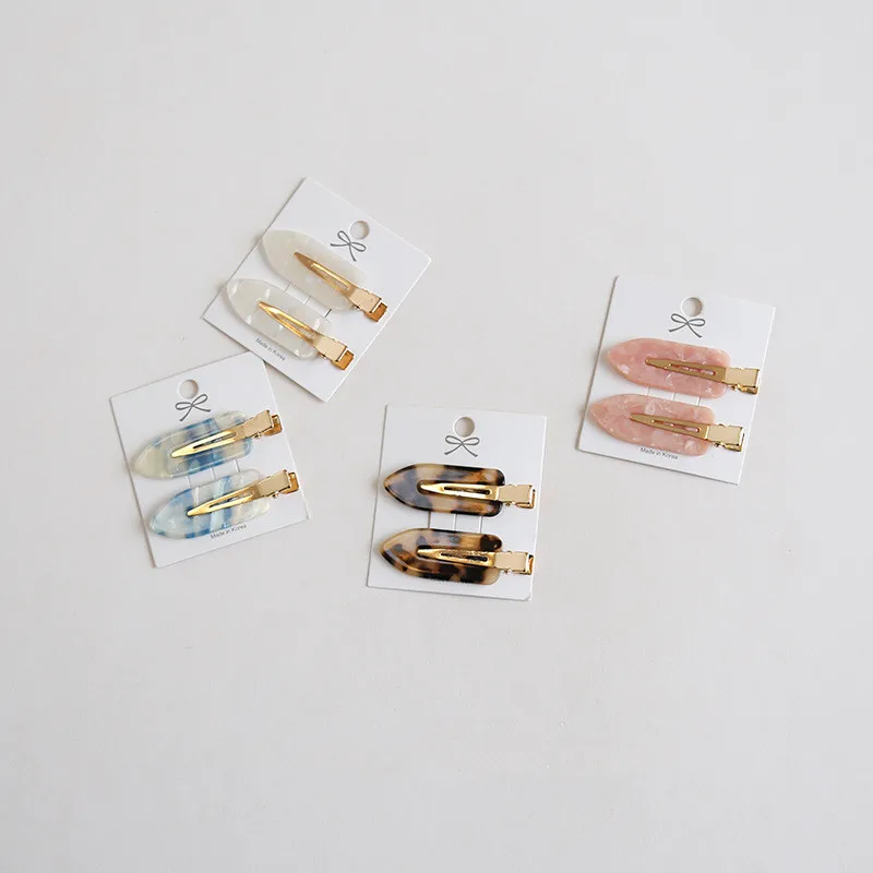 

1pair Korean Fashion Acetic Acid Hair Clip Women U-shape Traceless Hairpin 6cm Hawksbill textured Acrylic Barrette Make up Clip
