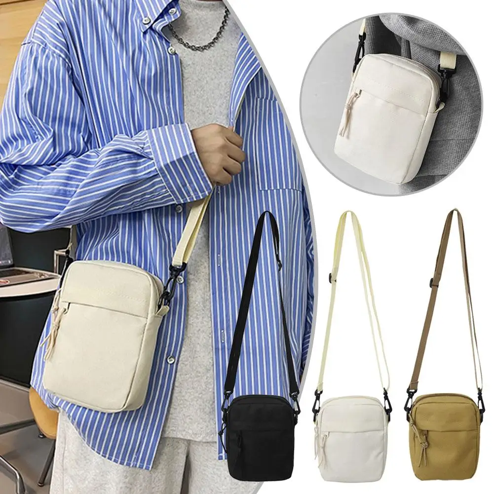 

Мужская повседневная холщовая сумка-мессенджер на ремне | Маленькая стильная сумка через плечо на молнии | Корейская Простая мужская сумка Shou T3e5