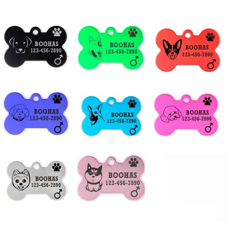 

2pcs/lot Personalized Collar Pet ID Tag Free Engraved Pet ID Name For Cat Puppy Dog Tag Pendant Keyring Pet Accessories Custom