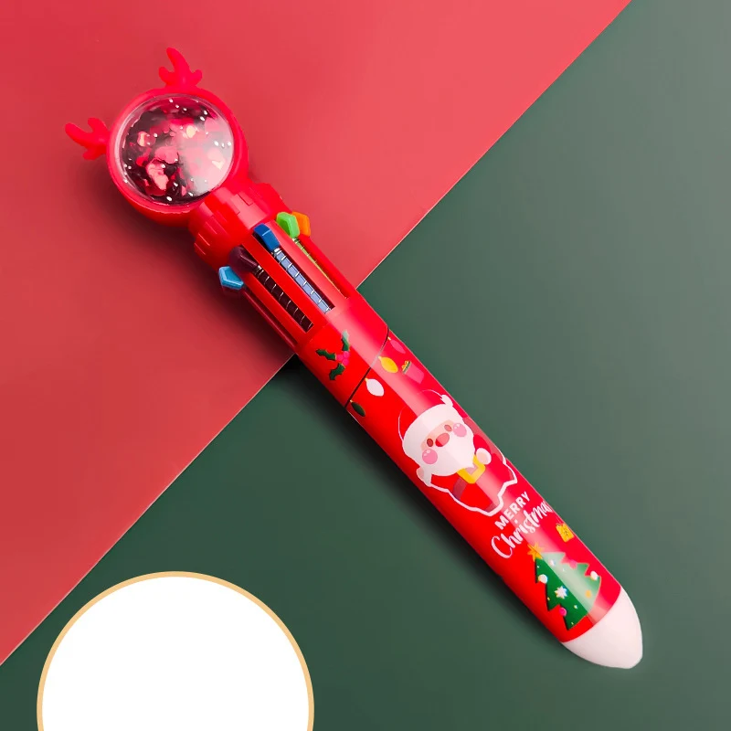 

Cute Christmas Pen Cartoon 10 Color Ballpoint Pen Student Gift Stationery 2023 New Year Party Favors Merry Christmas