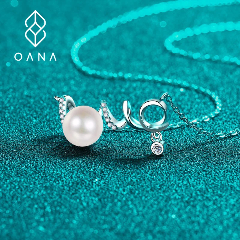 

Жемчужное ожерелье OANA S925 из серебра с муассанитом, простой кулон для любви, универсальная маленькая цепочка до ключиц в подарок для девушки