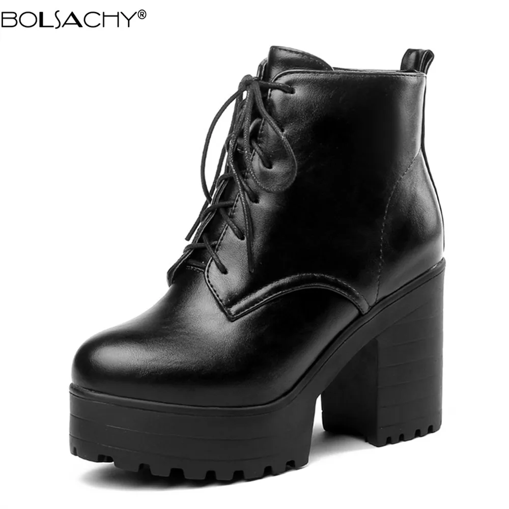 Boots Women 2023 Autumn Winter Shoes Female High Heel Booties Lace-up Platform Zip Ladies Zapatos De Mujer Black Beige Brown