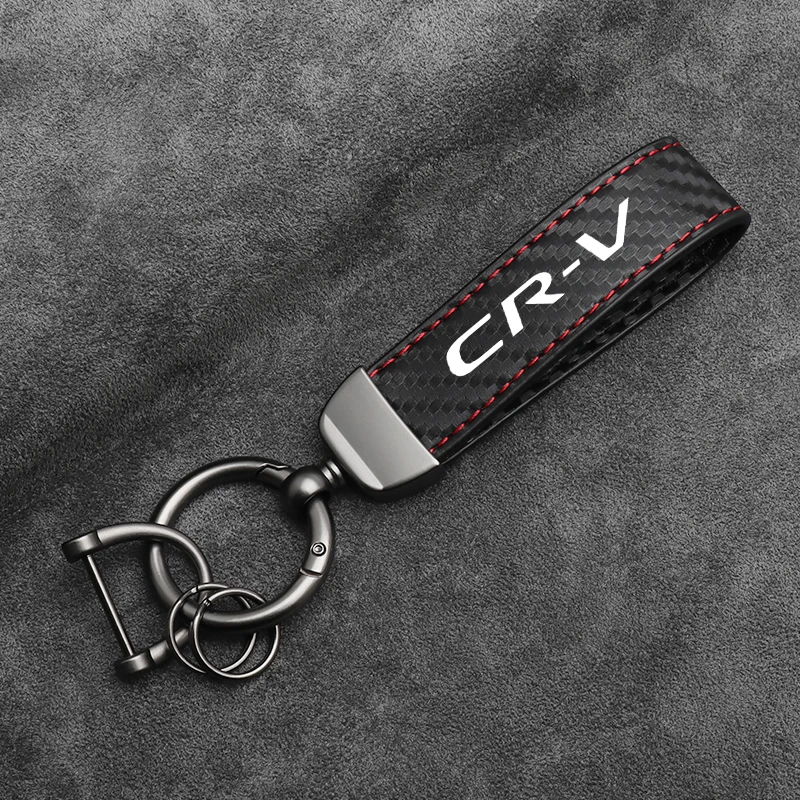 Кожаный автомобильный брелок из углеродного волокна, брелок для Honda CRV CR-V, пряжка в форме подковы, брелок для ключей, автомобильные аксессуары, подарочный кулон