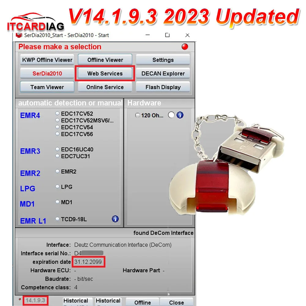 V14.1.9.3 SerDia 2010 Deutz Serdia2010 Новая версия 6 Уровень класс 4 обновление лицензии до 2099 для ЭБУ Чтение Запись EMR4 EMR3 EMR2 MD1