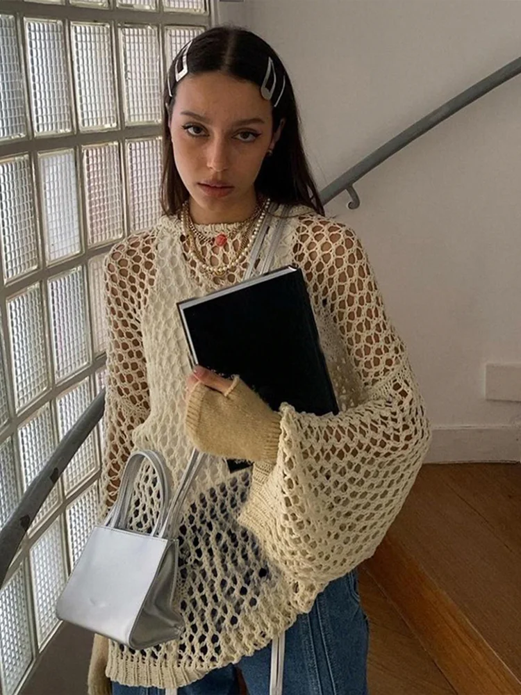 Rockmore сексуальный открытый свободный женский свитер с длинным рукавом Пуловеры Y2K