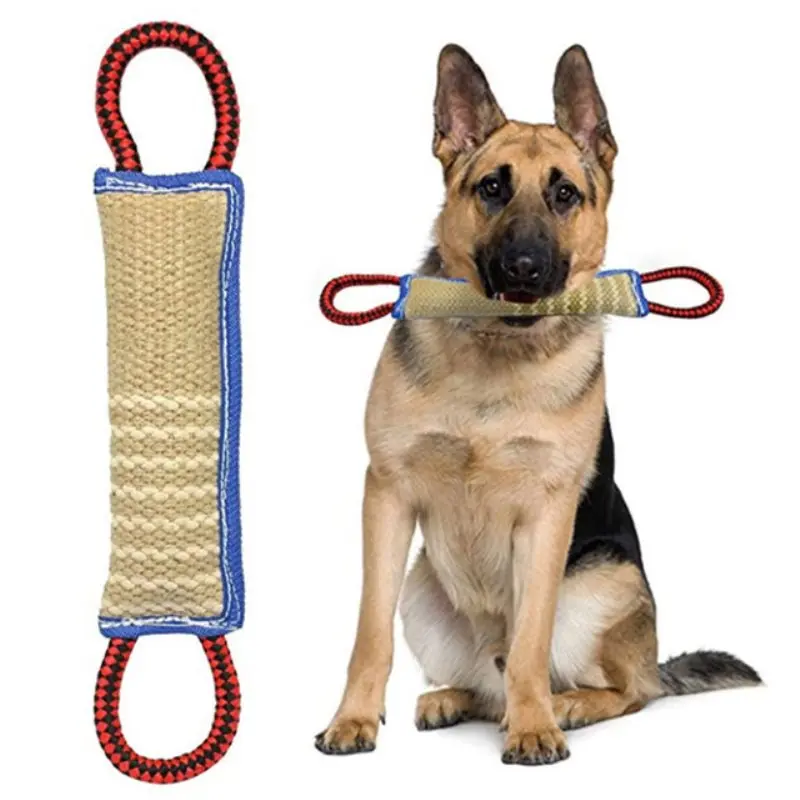 

Dog Biting Pillow Tug Stick Hemp Training Chewing Durable Linen Molar Clean Teeth Interactive Toys Outdoor Rope Pets Supplies