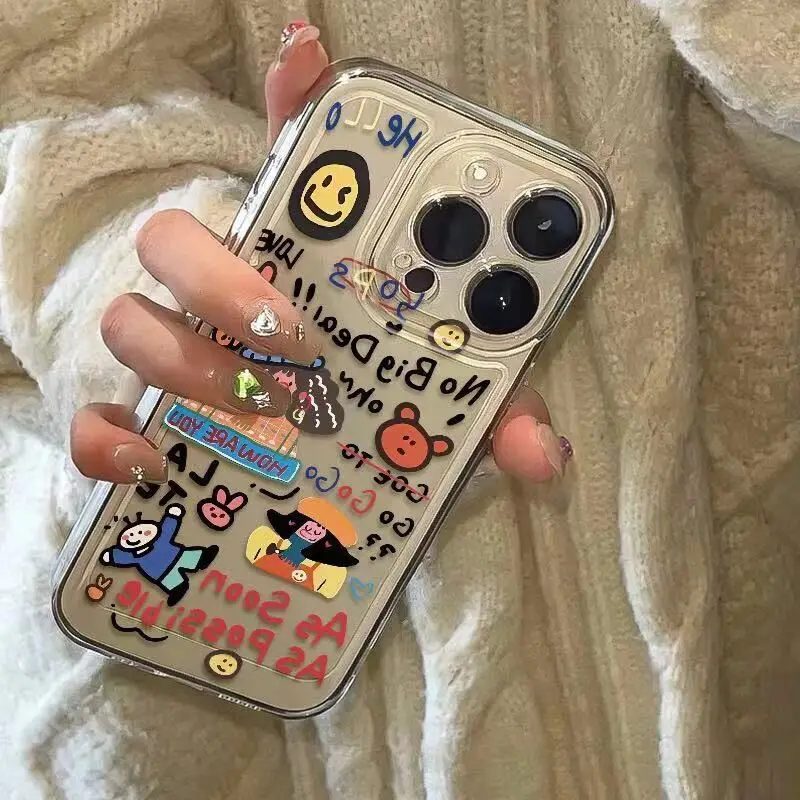 Милый мультяшный мягкий чехол для телефона iphone 15 pro max 14 plus 13 11 12 защитная задняя