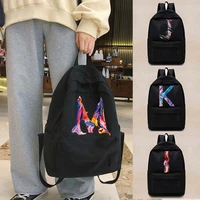 womens backpack teen unisex backpacks college school bag paint 26 letters series shoulder laptop bags commute sport knapsack
