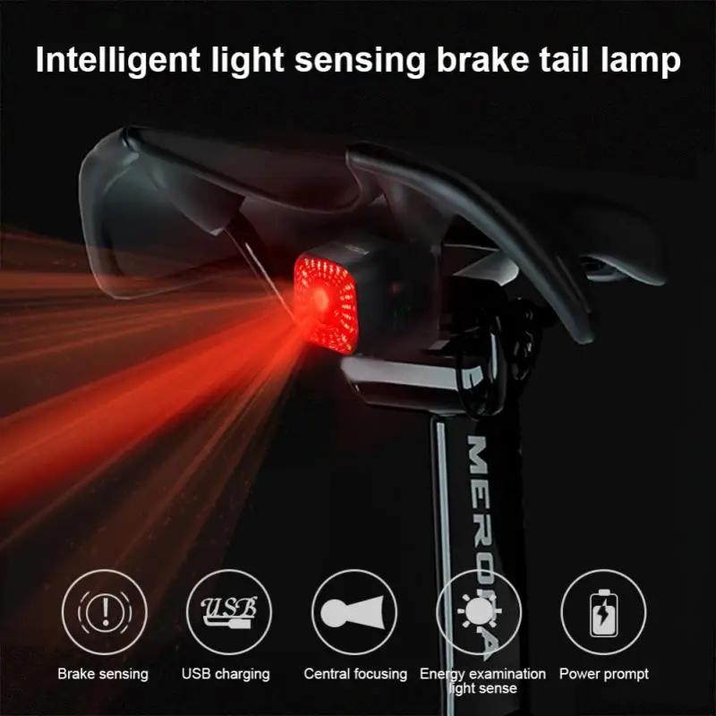 

Smart Bike Taillight Auto Brake Sensing Bicycle Light USB Rechargeable Flashlight Cycling Warning Light Lamp Bicycle Accessories