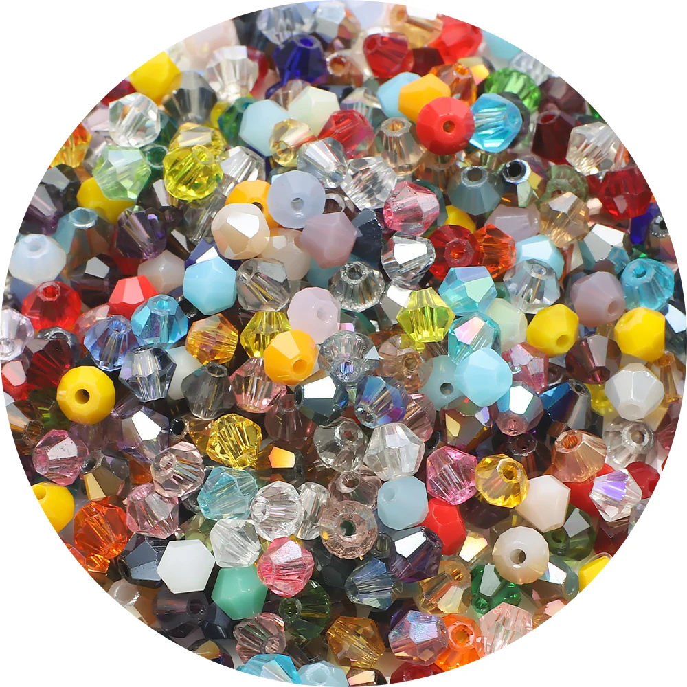 200Pcs/Lot 4MM Austrian Glass Bicone Shaped Beads Faceted Crystal Loose Beads for DIY Making Bracelet Nacklace Earring Jewelry