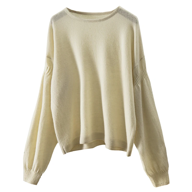 

Wool Sweater Women Lantern Sleeve Fashion Tops 2023 Women O-Neck High Street Spring/Summer A-straight