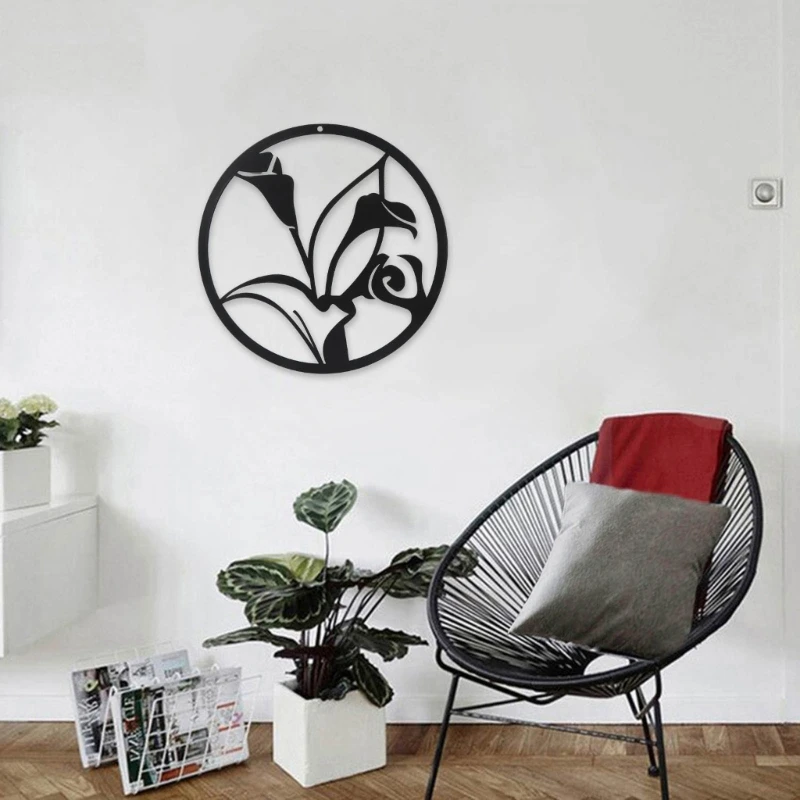

Metal Lily Flower Sign Wrought Iron Decor Hanging Pendant Crafts