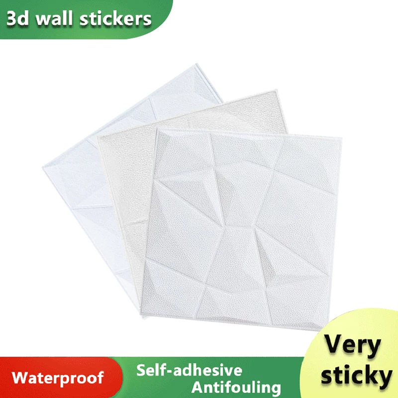 

12pcs 3D Wall Stickers Diamond Texture Anti-Collision 3D Self-Adhesive Panel Waterproof Decorative Wall Stickers For Home Decora