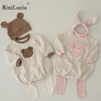 rinilucia korea baby boy romper spring soft cotton cartoon infant bodysuit casual hoodies overalls for children tops outwear