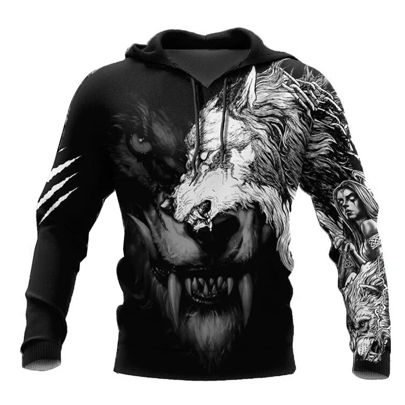 2023 New Large Men's Fashion Hooded Sports 3D Custom Animal Print Outdoor Trend Sweater Basic Casual Wear Jacket