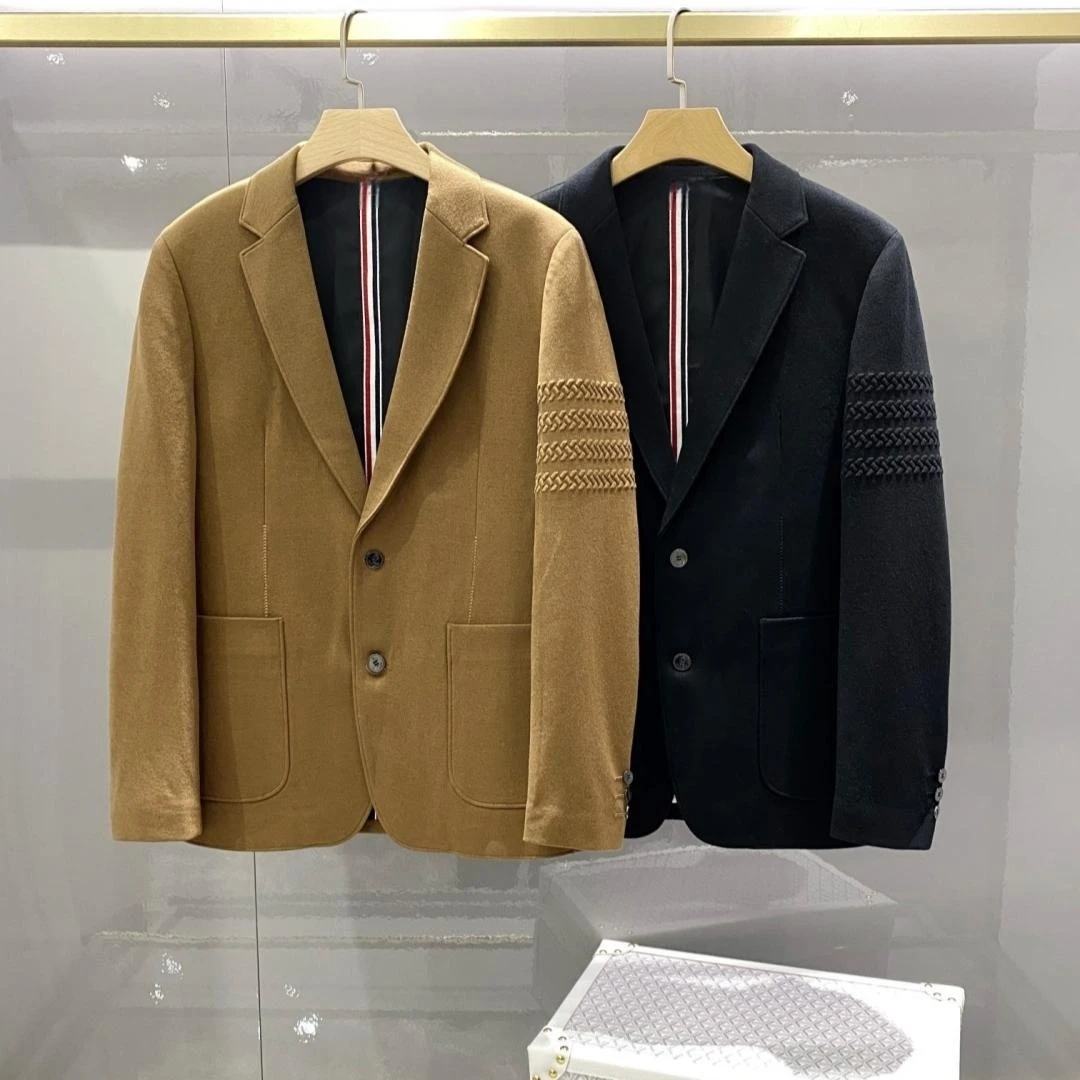 

Осенне-зимний костюм TB, пальто, блейзеры, модный дизайнерский стильный жакет в полоску, высококачественный деловой Повседневный облегающий мужской блейзер