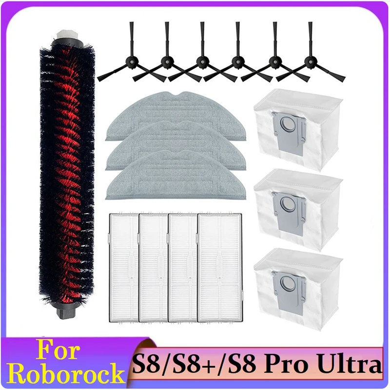 

For Roborock S8 Pro Ultra/S8+/S8 Vacuum Replacement Parts Dock Self-Cleaning Side Brush Mop Cloths HEPA Filters Dust Bags