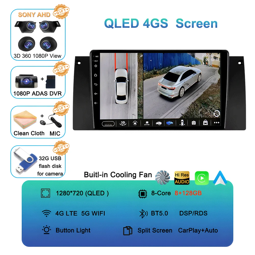 

Автомагнитола Android 16 для BMW X5 E39 E53 1999-2006 с CarPlay, автонавигацией, видео, DSP, камерой 360, головным устройством и BT-стереоплеером