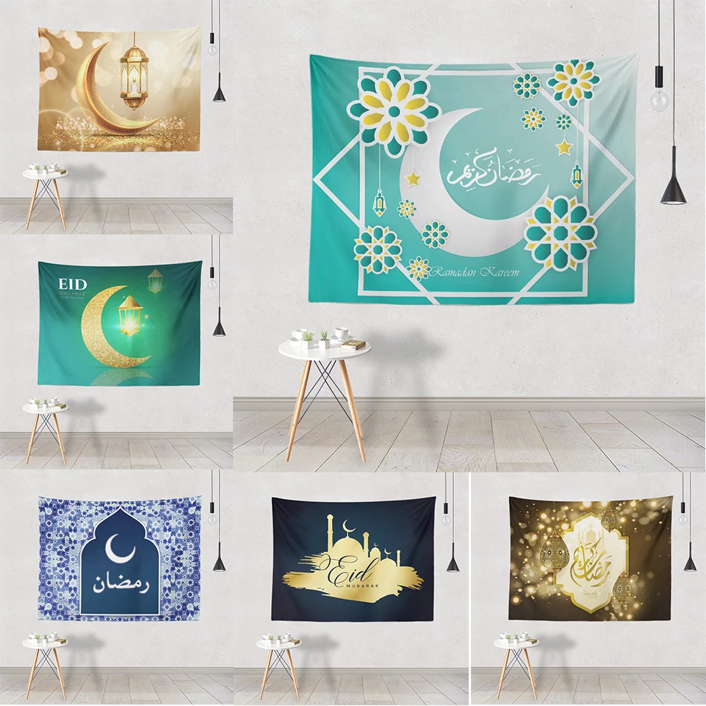 

Hot Sale Wall Hanging Chandeliers Gold Moon Large Decoration Home Peach Skin Tapestrys Festival Ramadan Room Party Arrange