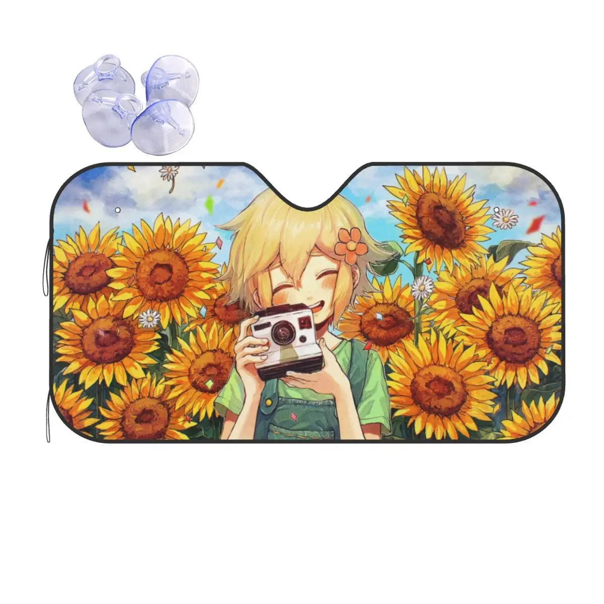 

Basi Sunflower Windshield Sunshade Omori Cartoon Horror Cute Car Front Window Visor Car Window Windscreen Cover Solar Protect