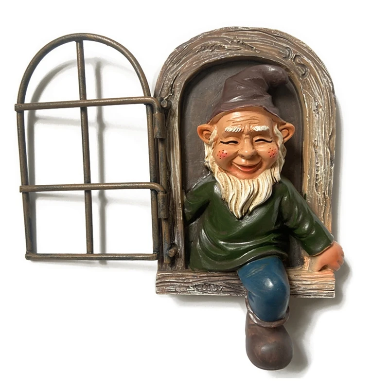 

New Creative Garden Gnome Statue Elf Out The Door Tree Hugger Figurine for Home Yard Porch Décor
