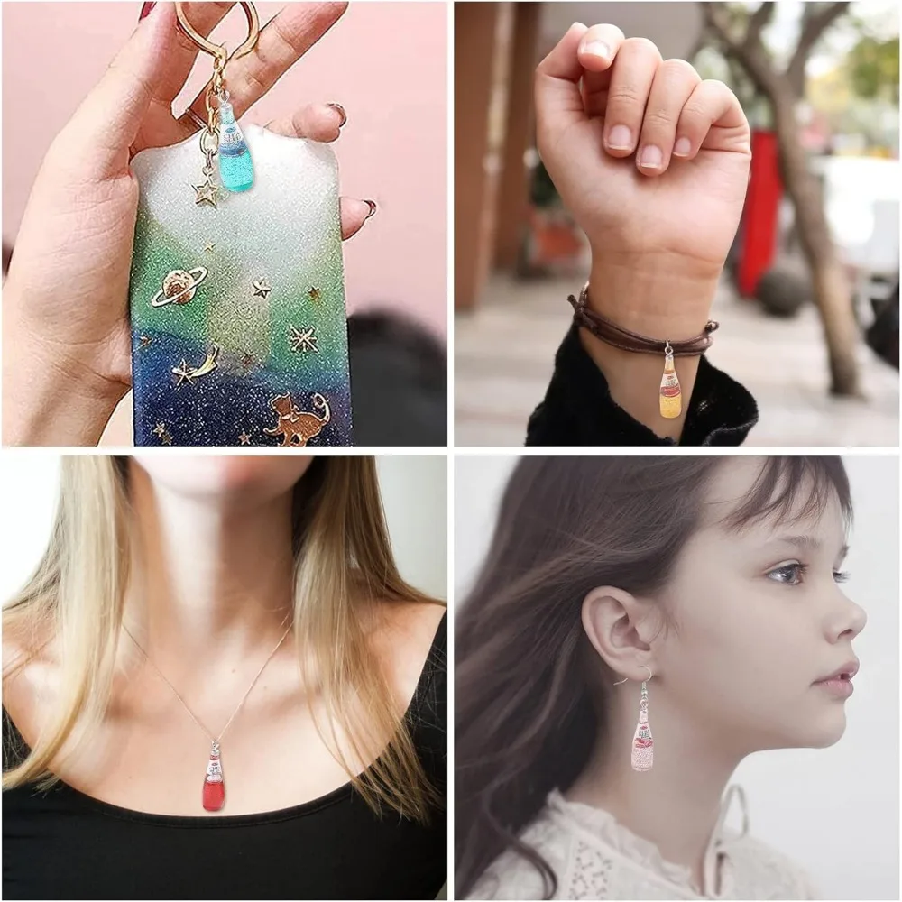 24 шт. 6 цветов подвески в виде бутылки вина смоляные с петлей серьги ожерелье