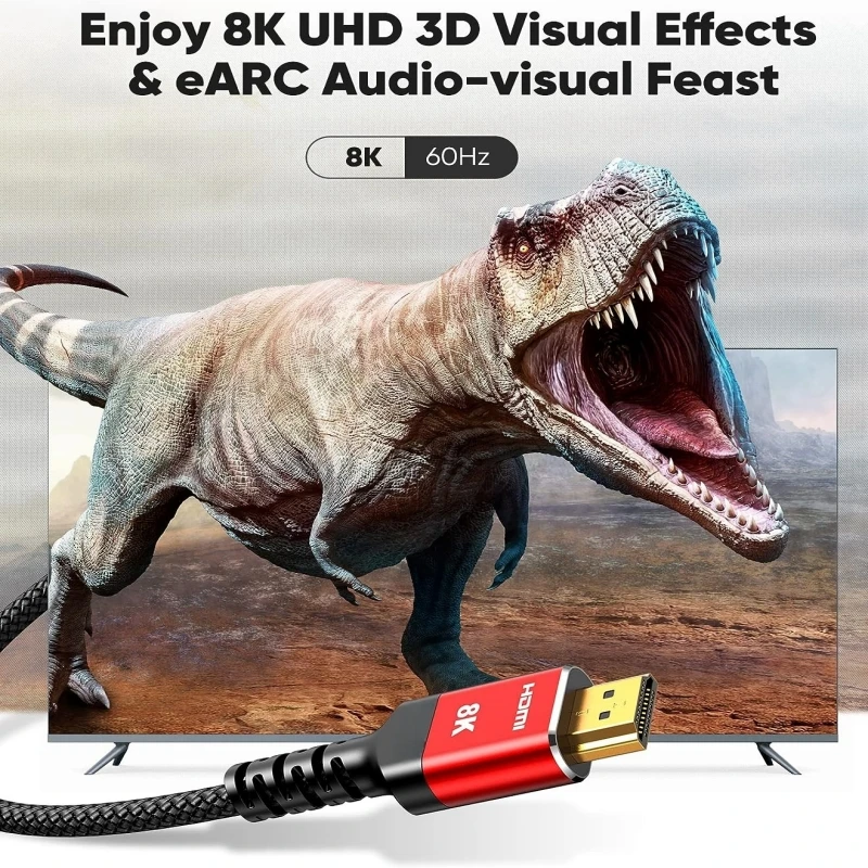 CYANMI 2-Pack 8K HDMI 2,1 кабели 48 Гбитс высокоскоростная оплетка раньше 120 Гц 8K @ 60 Гц Совместимость с Roku TVPS5PS4RTX 3080 3090 (art.: 3920c6bbefb57) - 3920c6bbefb57