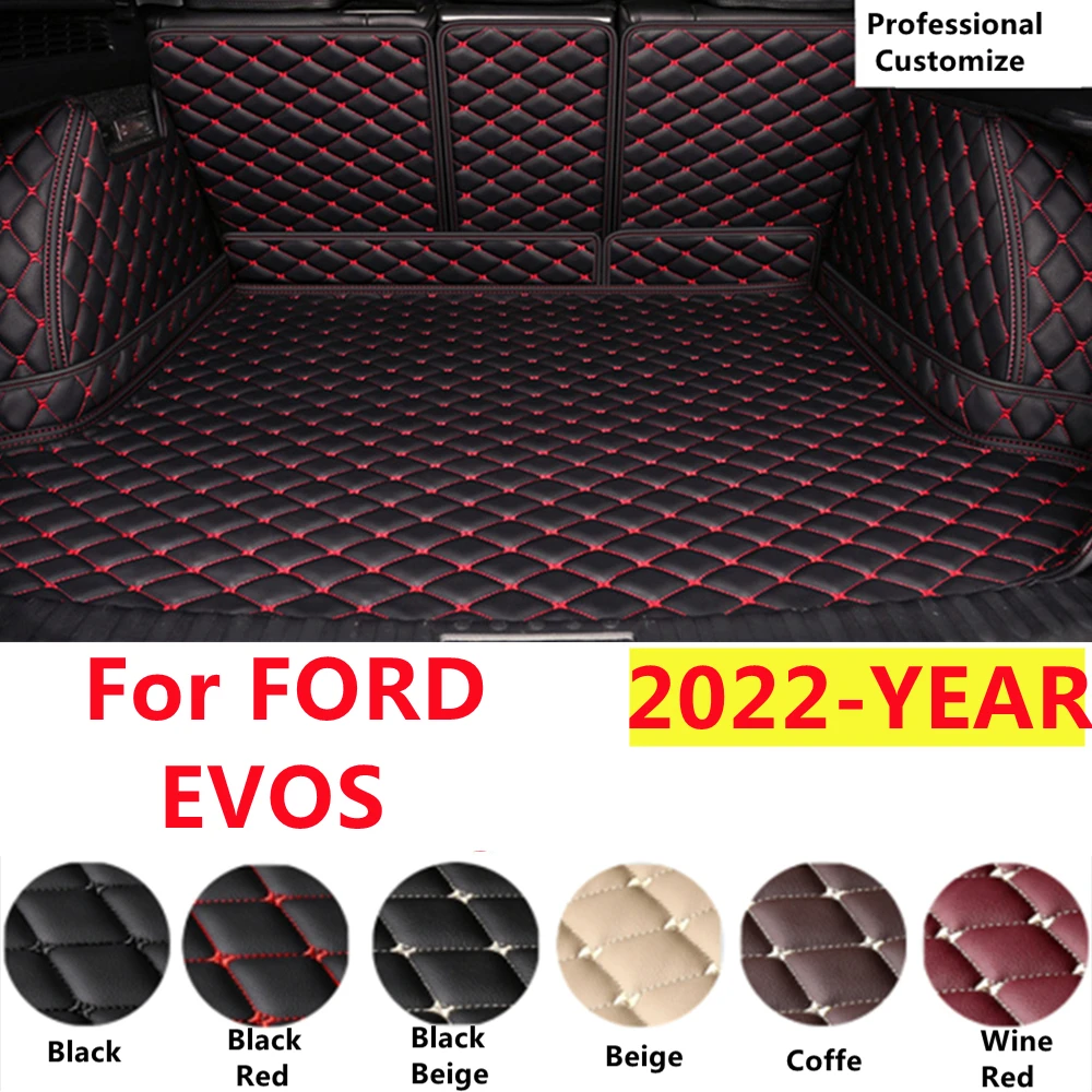 

SJ Full Set Custom Fit For FORD EVOS 2022-YEAR XPE Leather Waterproof Car Trunk Mat Tail Boot Tray Liner Cargo Rear Pad Cover
