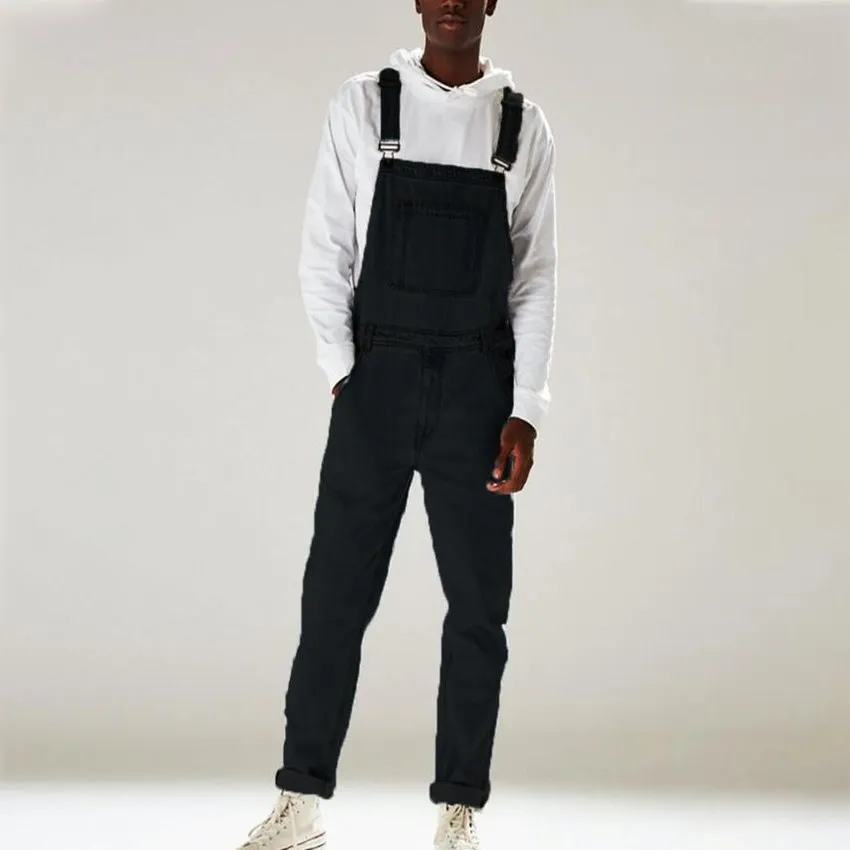 Men's Jeans Fashion Street High-waisted Strap Pants Jumpsuit Large Size Bib Overalls Old Retro Multiple pockets Jeans