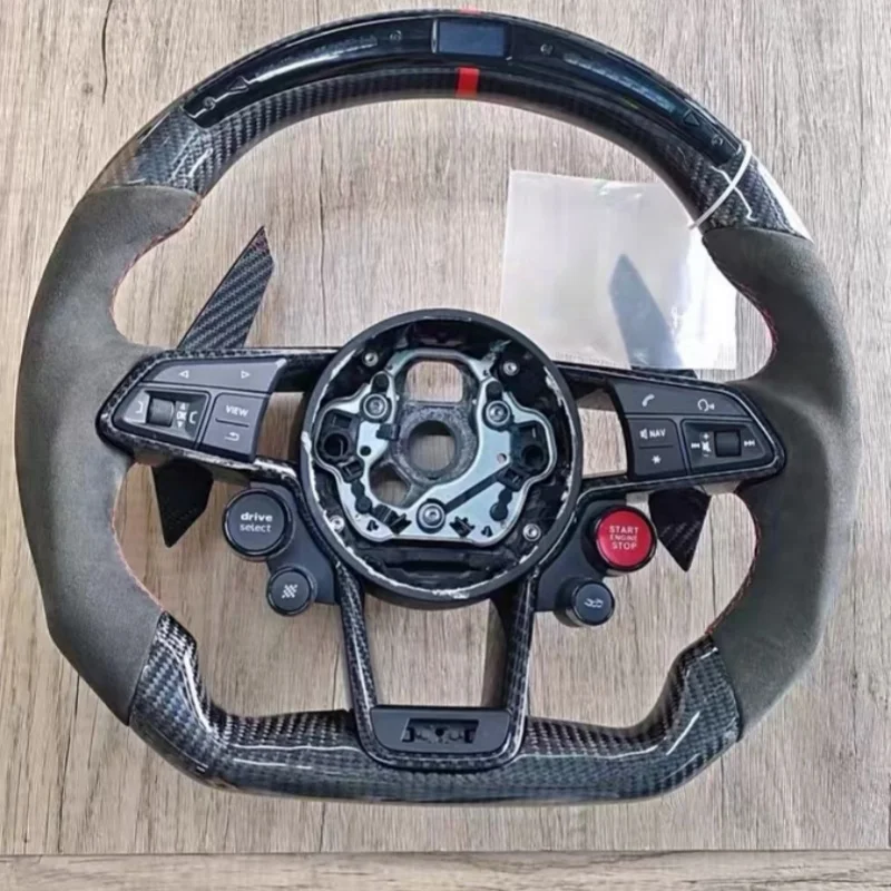 Фото Руль из углеродного волокна с перфорированной кожей и LED-подсветкой для Audi RS RS4 RS6 RS7 SQ5 Q3 Q5 Q7 Q8 R8 A3 A4 A5 A6 C7 A7 A8 B6 B8 B9 TT №1