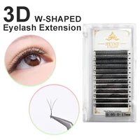 heyme 3d w shape eyelashes easy fanning bloom 0 05mm premade fans eyelash extensions natural soft light individual makeup lashes