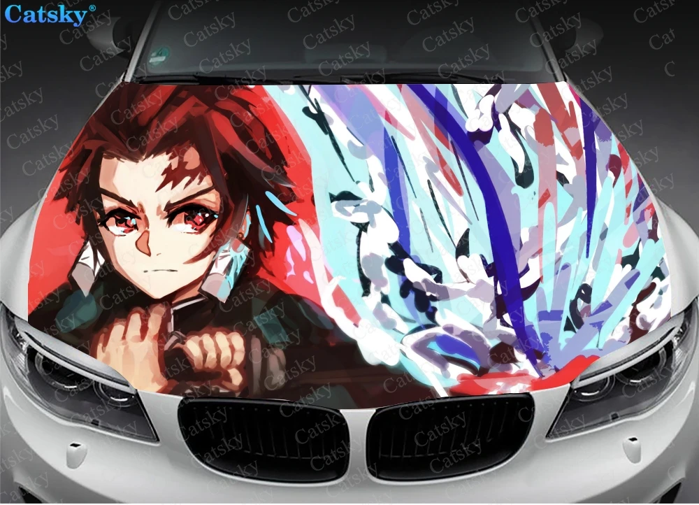 

Ghost Killing Blade Demon Slayer Anime Car Floor Mats,Car hood wrap lion decal, bonnet vinyl sticker, full color graphic