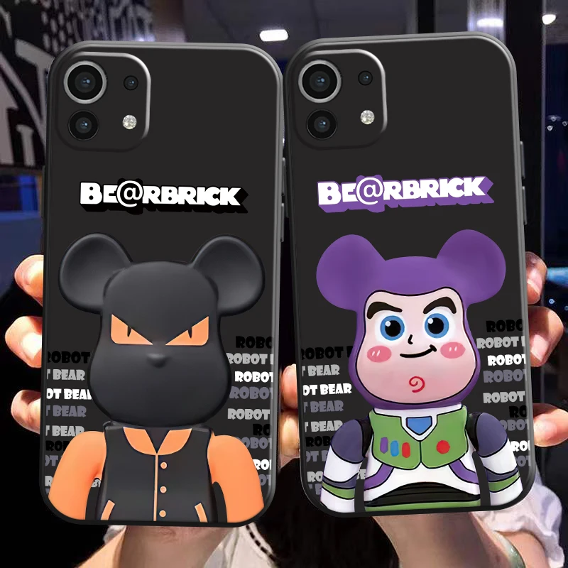 

Luxury Fashion Cute Bear For Xiaomi Mi 11 Mi 11 Lite 5G Phone Case Back Carcasa Soft Black Funda Liquid Silicon Silicone Cover