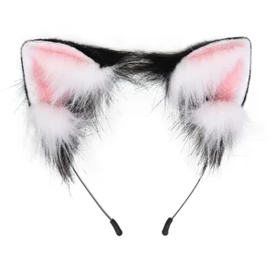 Women Animal Cat Ears Hair Hoop Plush Furry Lolita Handmade Headband Anime for Halloween Christmas Cosplay Accessories