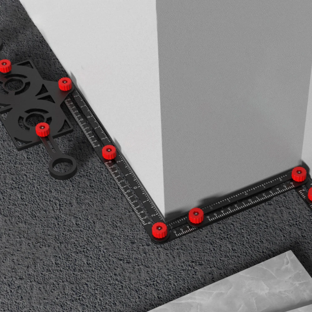 

2022 New Aluminium Alloy Multi Angle Measuring Ruler Tiles Drill Guide Template Tools Hole Locator for Copying Marking Corners