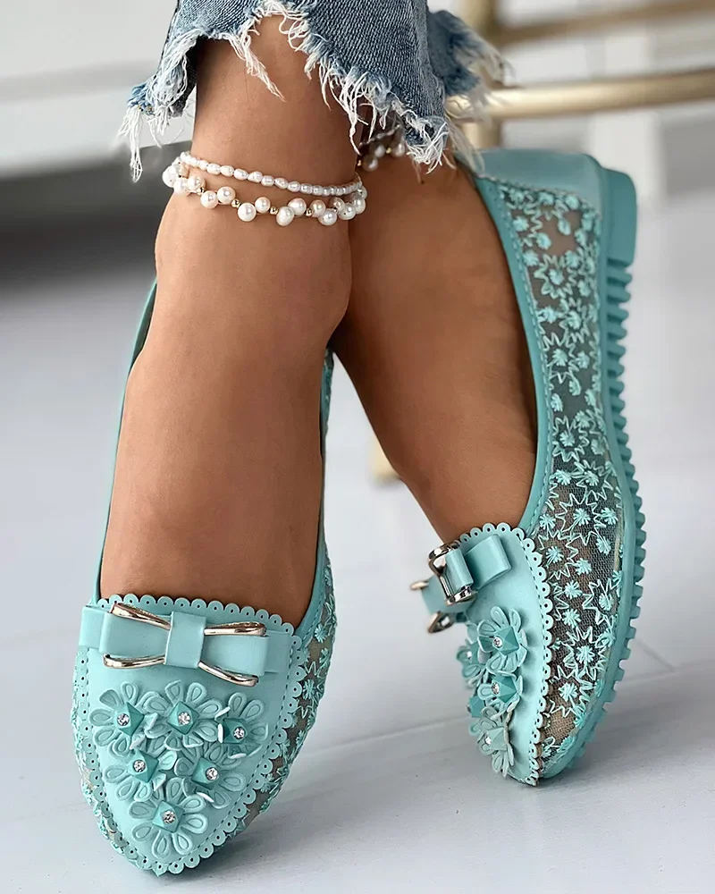 Летние дышащие однотонные туфли с вулканизированной подошвой лоферы цветочной