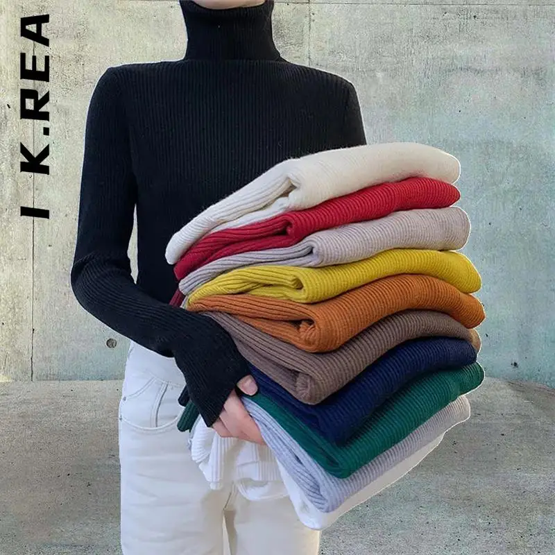 

I K.Rea Turtleneck Knitted New Women Sweater Harajuku Slim Women Sweaters Streetwear Long Sleeve Top Women Sexy Pullovers