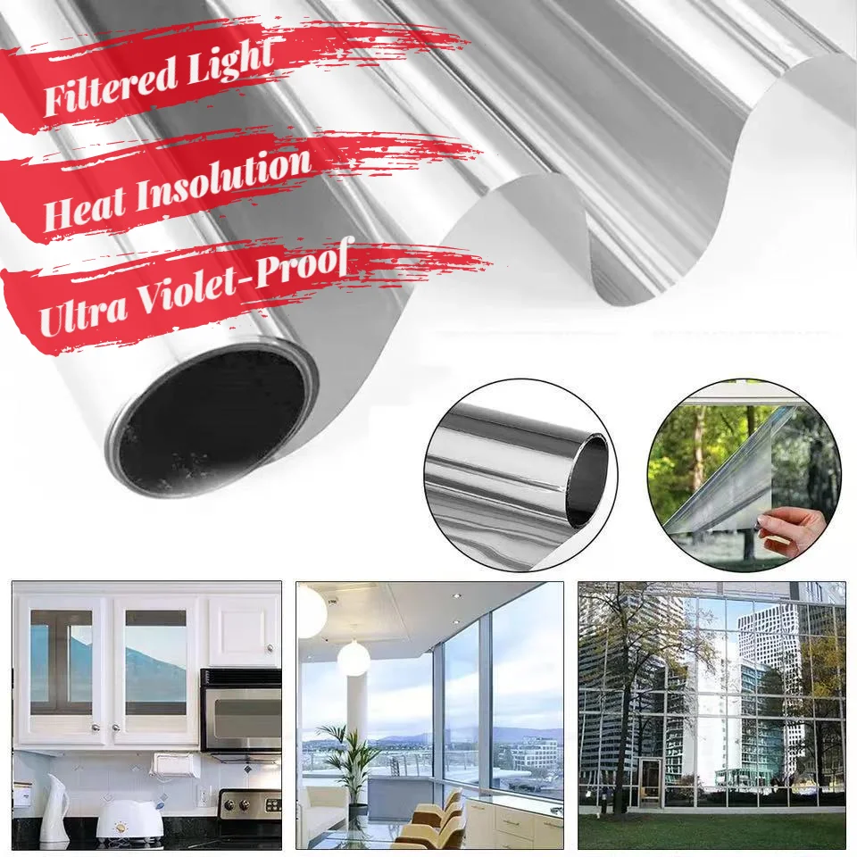 

One Way Daytime Privacy Heat Insulation Non-Adhesive Decorative Heat Control Anti UV Static Window Film Tinted【Width 40 60cm】
