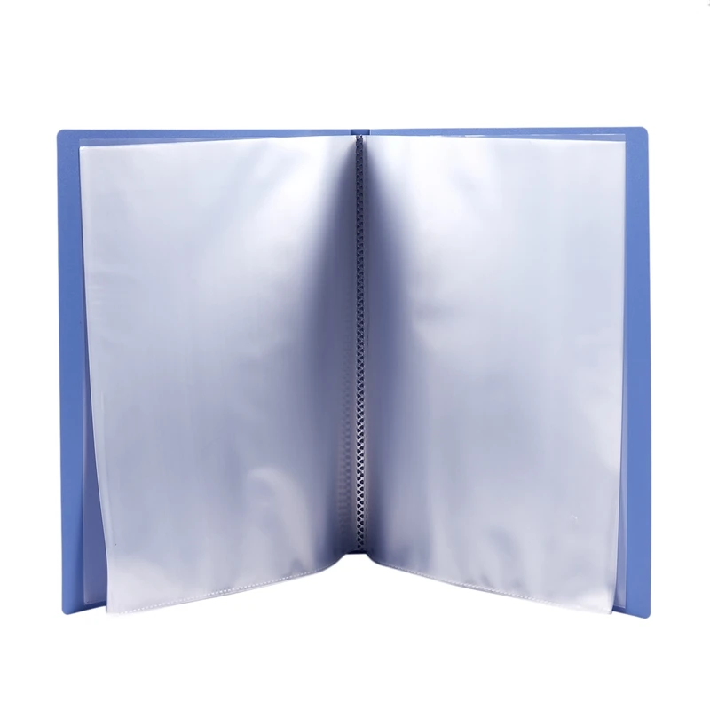 Blue Plastic Cover A4 Clear Book File with 20 Clear Pockets