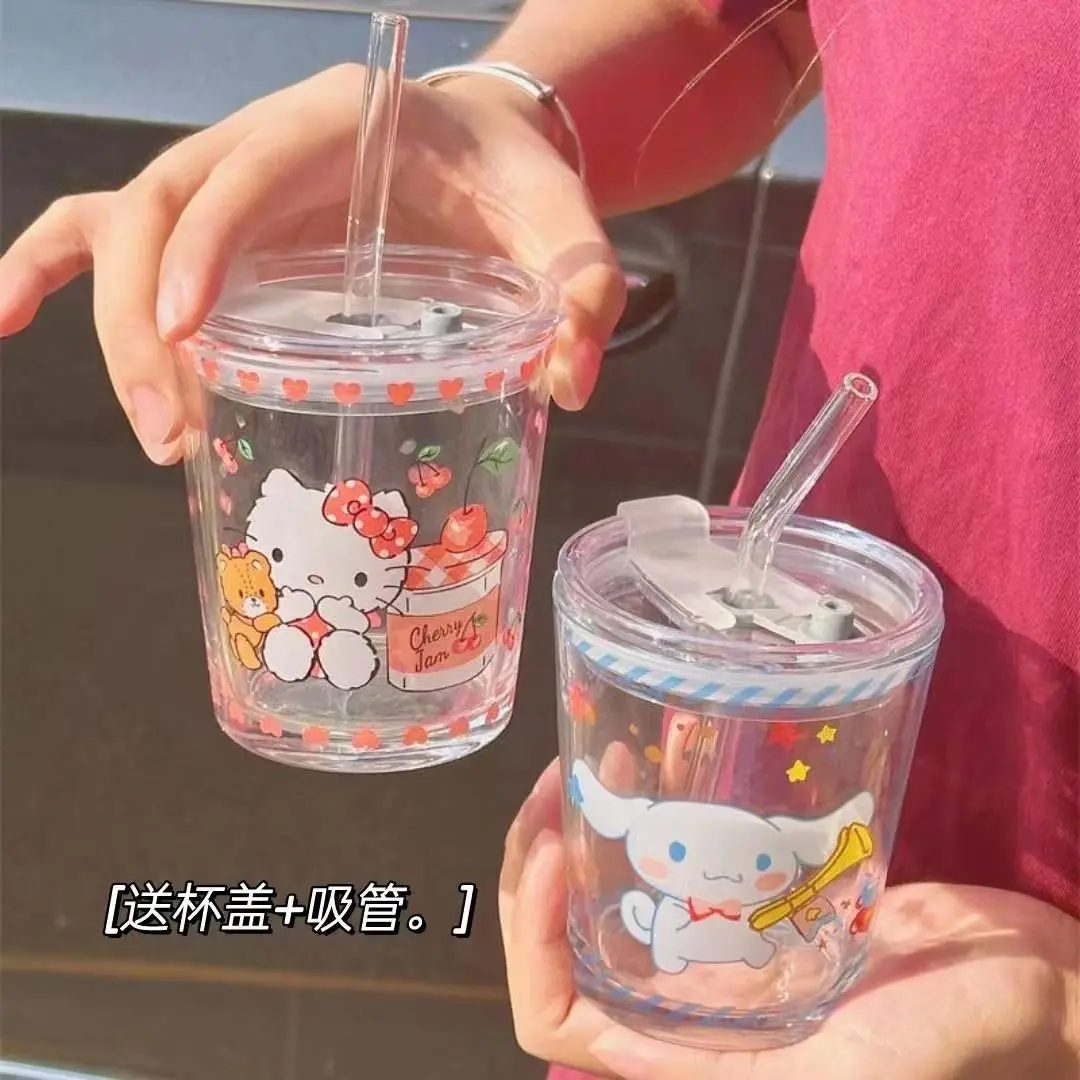 

280 мл Sanrio Cinnamoroll Mymelody Kuromi Kawaii новая мультяшная Милая стеклянная чашка Молочный Сок семейное общежитие студенты чашка для воды