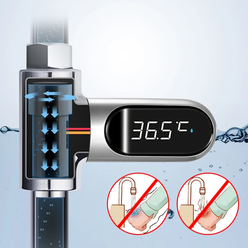 

LED Display Celsius Water Thermometer Rotate 360 Degrees Bathroom Baby Shower Water Thermometer Celsius/Fahrenheit Display
