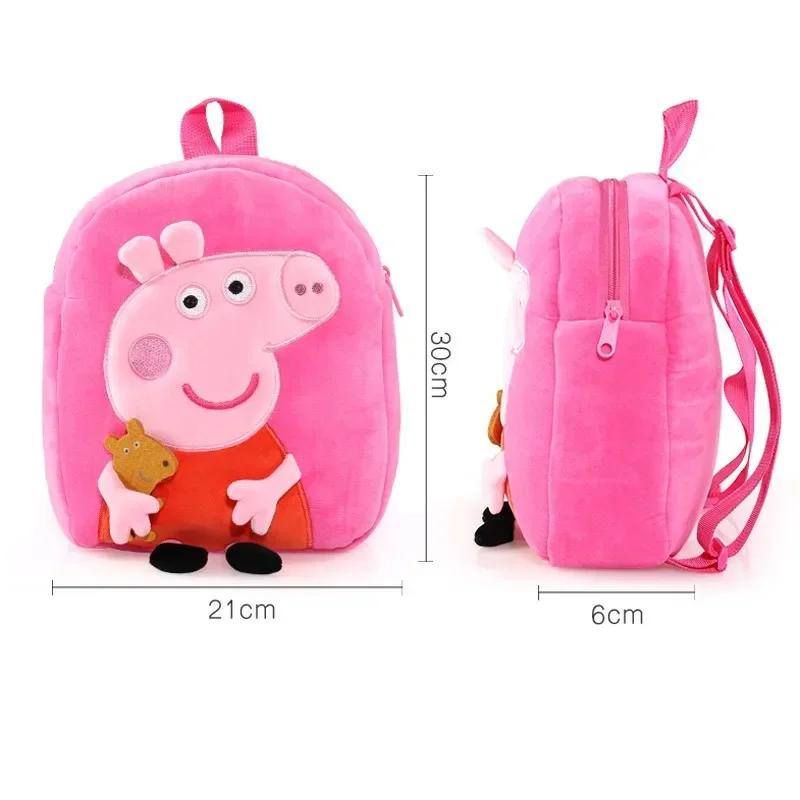 Фото Оригинальный плюшевый рюкзак Peppa Pig для детей, милый школьный ранец, сумка через плечо, кукла, сумка для детского сада, двойной рюкзак для малышей, подарки №5