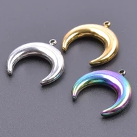 5pcs stainless steel crescent moon charms colorful pendant accessory earrings necklace keychain jewelry making bulk diy craft